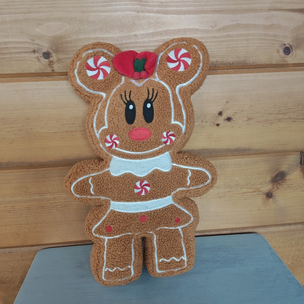 Disney Store‎ Christmas 2020 Minnie Gingerbread Cookie Plush Pillow E52